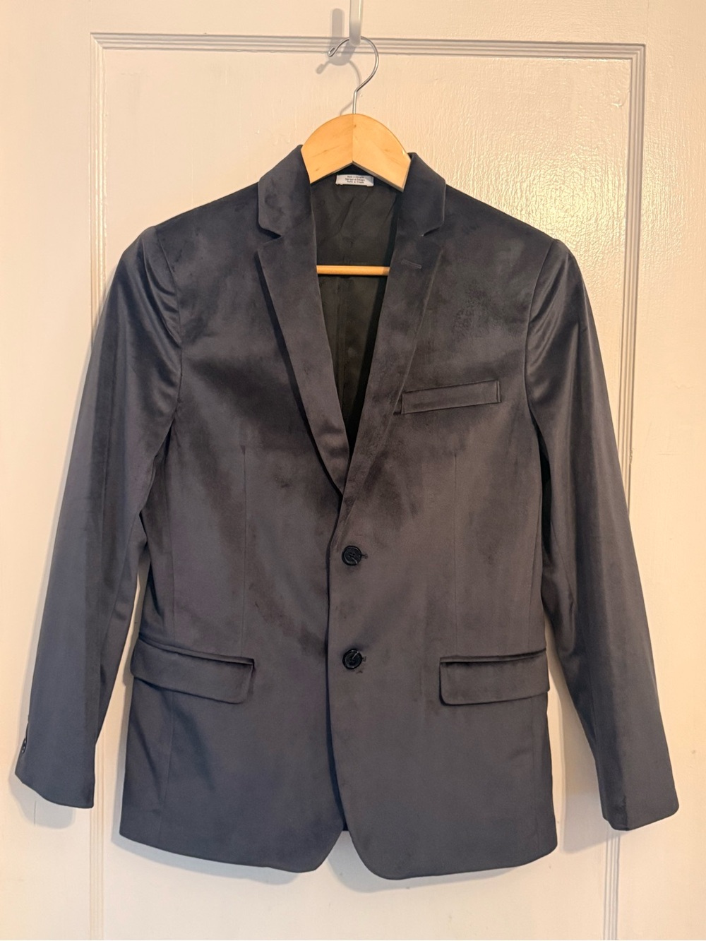 Calvin Klein Big Boys Charcoal Velvet Blazer - Two-Button